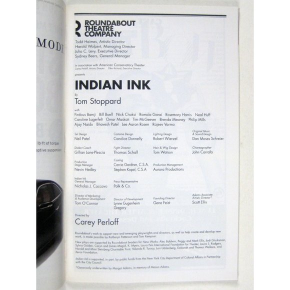 Indian Ink Playbill November 2014 Tom Stoppard Rosemary Harris Neil Huff NYC - Picture 3 of 6